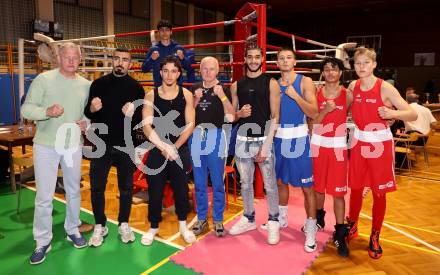 Boxen Kaerntner Meisterschaft. Franz Wieser, Souroosh Rahmani, Mateu Denis, Trainer Volodymir Cherednychenko, Oussifi Ali, Simeonov Georgi, Abujabal Salah, Nico Seebacher (AUT). Klagenfurt, 15.11.2025.
Foto: Kuess
www.qspictures.net
---
pressefotos, pressefotografie, kuess, qs, qspictures, sport, bild, bilder, bilddatenbank