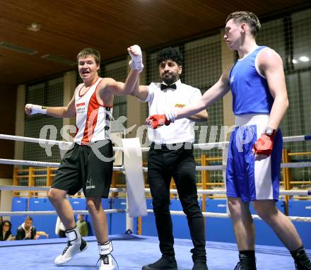 Boxen Kaerntner Meisterschaft. Christian Ranninger (AUT) (rot), Petja Tonkli (SLO) . Klagenfurt, 15.11.2025.
Foto: Kuess
www.qspictures.net
---
pressefotos, pressefotografie, kuess, qs, qspictures, sport, bild, bilder, bilddatenbank