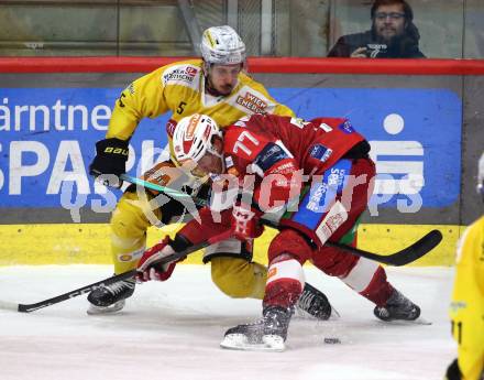 Eishockey ICE Bundesliga.  Winn2day ICE Hockey League. KAC gegen Vienna Capitals.  Mathias From  (KAC), Dominic Hackl   (Vienna Capitals). Klagenfurt am 21.11.2025.
Foto: Kuess
www.qspictures.net
---
pressefotos, pressefotografie, kuess, qs, qspictures, sport, bild, bilder, bilddatenbank