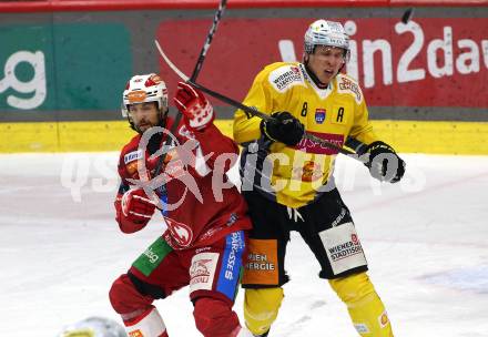 Eishockey ICE Bundesliga.  Winn2day ICE Hockey League. KAC gegen Vienna Capitals. Raphael Herburger   (KAC), Nelson Nogier   (Vienna Capitals). Klagenfurt am 21.11.2025.
Foto: Kuess
www.qspictures.net
---
pressefotos, pressefotografie, kuess, qs, qspictures, sport, bild, bilder, bilddatenbank
