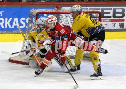 Eishockey ICE Bundesliga.  Winn2day ICE Hockey League. KAC gegen Vienna Capitals.  Finn Van Ee  (KAC),  Evan Cowley, Cole Hults  (Vienna Capitals). Klagenfurt am 21.11.2025.
Foto: Kuess
www.qspictures.net
---
pressefotos, pressefotografie, kuess, qs, qspictures, sport, bild, bilder, bilddatenbank