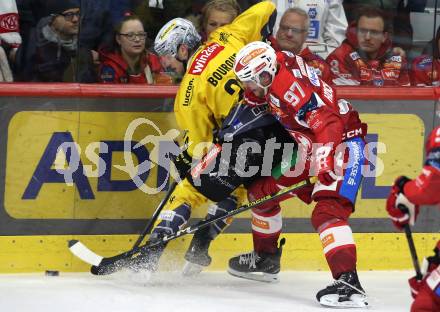 Eishockey ICE Bundesliga.  Winn2day ICE Hockey League. KAC gegen Vienna Capitals.  Fabian Hochegger  (KAC), Simon Bourque   (Vienna Capitals). Klagenfurt am 21.11.2025.
Foto: Kuess
www.qspictures.net
---
pressefotos, pressefotografie, kuess, qs, qspictures, sport, bild, bilder, bilddatenbank