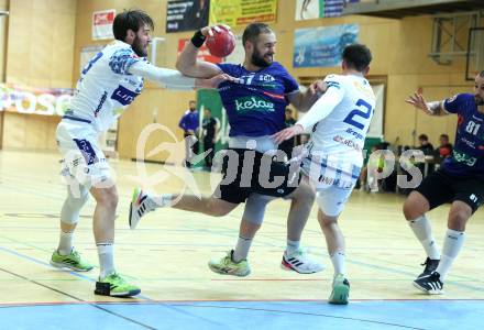 Handball Bundesliga. HLA. SC Ferlach gegen Linz. Patrik Leban (SCF), Leon Gregoric  (Linz).  Ferlach, am 22.11.2025.
Foto: Kuess
www.qspictures.net
---
pressefotos, pressefotografie, kuess, qs, qspictures, sport, bild, bilder, bilddatenbank