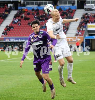 Fussball 2. Liga. SK Austria Klagenfurt gegen Amstetten.  Almir Oda  (Klagenfurt), David Peham  (Amstetten).  Klagenfurt, 22.11..2025.
Foto: Kuess
www.qspictures.net
---
pressefotos, pressefotografie, kuess, qs, qspictures, sport, bild, bilder, bilddatenbank