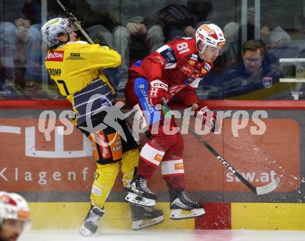 Eishockey ICE Bundesliga.  Winn2day ICE Hockey League. KAC gegen Vienna Capitals.  Finn Van Ee  (KAC),  Christof Kromp  (Vienna Capitals). Klagenfurt am 21.11.2025.
Foto: Kuess
www.qspictures.net
---
pressefotos, pressefotografie, kuess, qs, qspictures, sport, bild, bilder, bilddatenbank