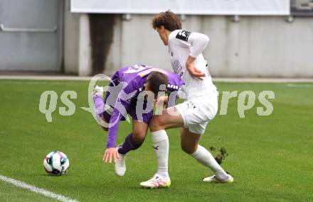 Fussball 2. Liga. SK Austria Klagenfurt gegen Amstetten. Michael Lang   (Klagenfurt), Matthias Gragger  (Amstetten).  Klagenfurt, 22.11..2025.
Foto: Kuess
www.qspictures.net
---
pressefotos, pressefotografie, kuess, qs, qspictures, sport, bild, bilder, bilddatenbank