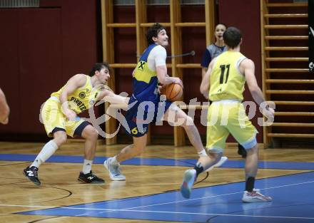 Basketball Austria CUP 2025/26 AF. Woerthersee Piraten gegen UBSC Graz.  Elias Podany (Piraten), Jordan Wood  (Graz). Klagenfurt, am 22.11.2025.
Foto: Kuess
---
pressefotos, pressefotografie, kuess, qs, qspictures, sport, bild, bilder, bilddatenbank