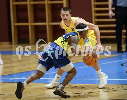 Basketball Austria CUP 2025/26 AF. Woerthersee Piraten gegen UBSC Graz.  David Jelkic (Piraten),  Tevin Brewer (Graz). Klagenfurt, am 22.11.2025.
Foto: Kuess
---
pressefotos, pressefotografie, kuess, qs, qspictures, sport, bild, bilder, bilddatenbank