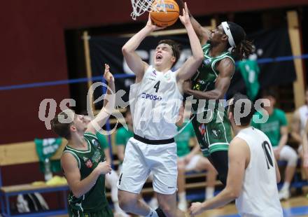 Basketball 2. Liga 2025/2026. Grunddurchgang 8. Runde.  KOS gegen Dornbirn Lions. Samuel Seher  (KOS),  Aristote Bissokot (Dornbirn). Klagenfurt, am 29.11.2025.
Foto: Kuess
---
pressefotos, pressefotografie, kuess, qs, qspictures, sport, bild, bilder, bilddatenbank