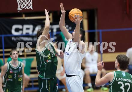 Basketball 2. Liga 2025/2026. Grunddurchgang 8. Runde.  KOS gegen Dornbirn Lions.  Veljko Dena (KOS),  Jovan Trisic (Dornbirn). Klagenfurt, am 29.11.2025.
Foto: Kuess
---
pressefotos, pressefotografie, kuess, qs, qspictures, sport, bild, bilder, bilddatenbank