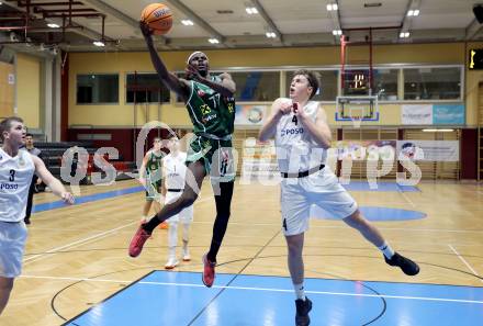 Basketball 2. Liga 2025/2026. Grunddurchgang 8. Runde.  KOS gegen Dornbirn Lions.  Samuel Seher (KOS), Aristote Bissokot  (Dornbirn). Klagenfurt, am 29.11.2025.
Foto: Kuess
---
pressefotos, pressefotografie, kuess, qs, qspictures, sport, bild, bilder, bilddatenbank