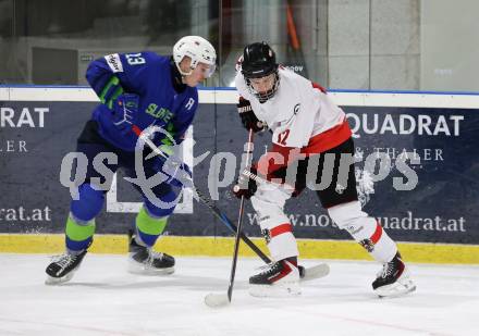 Eishockey. Laenderspiel U20 Oesterreich gegen Slowenien.  Lennart Leitner  (AUT).  Ferlach, am 3.12.2025.
Foto: Kuess
www.qspictures.net
---
pressefotos, pressefotografie, kuess, qs, qspictures, sport, bild, bilder, bilddatenbank