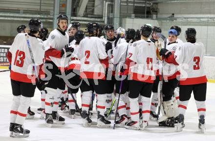 Eishockey. Laenderspiel U20 Oesterreich gegen Slowenien.  Jubel  (AUT).  Ferlach, am 3.12.2025.
Foto: Kuess
www.qspictures.net
---
pressefotos, pressefotografie, kuess, qs, qspictures, sport, bild, bilder, bilddatenbank