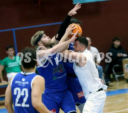 Basketball 2. Liga 2025/2026. Grunddurchgang 9. Runde.  KOS gegen Kufstein Towers.  Veljko Dena (KOS),  Juho-Matti Henttonen  (Kufstein). Klagenfurt, am 8.12.2025.
Foto: Kuess
---
pressefotos, pressefotografie, kuess, qs, qspictures, sport, bild, bilder, bilddatenbank