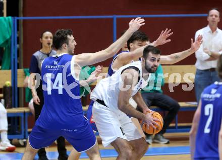 Basketball 2. Liga 2025/2026. Grunddurchgang 9. Runde.  KOS gegen Kufstein Towers. Marin Sliskovic  (KOS),  Pol Canovas, Maximilian Girschik  (Kufstein). Klagenfurt, am 8.12.2025.
Foto: Kuess
---
pressefotos, pressefotografie, kuess, qs, qspictures, sport, bild, bilder, bilddatenbank