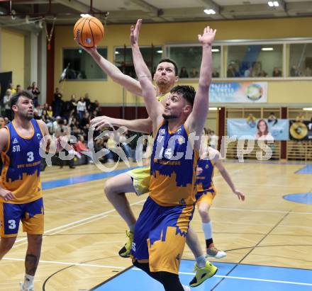 Basketball 2. Liga 2025/2026. Grunddurchgang 8. Runde. W&Atilde;&para;rthersee Piraten  gegen BBU Salzburg. Jan-Arne Apschner  (Piraten), Marko Rakic  (Salzburg). Klagenfurt, am 13.12.2025.
Foto: Kuess
---
pressefotos, pressefotografie, kuess, qs, qspictures, sport, bild, bilder, bilddatenbank