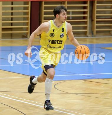 Basketball 2. Liga 2025/2026. Grunddurchgang 8. Runde. Woerthersee Piraten  gegen BBU Salzburg. Elias Podany    (Piraten). Klagenfurt, am 13.12.2025.
Foto: Kuess
---
pressefotos, pressefotografie, kuess, qs, qspictures, sport, bild, bilder, bilddatenbank