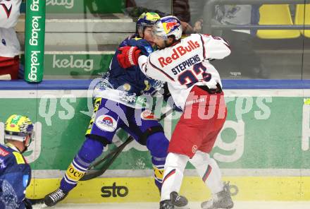 Eishockey ICE Bundesliga.  Winn2day ICE Hockey League. VSV gegen EC Red Bull Salzburg.  Felix Maxa  (VSV),   Stephens Devante (RBS). Villach am 12.12.2025.
Foto: Kuess
www.qspictures.net
---
pressefotos, pressefotografie, kuess, qs, qspictures, sport, bild, bilder, bilddatenbank