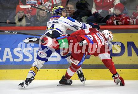 Eishockey ICE Bundesliga.  Winn2day ICE Hockey League. KAC gegen VSV. Maximilian Preiml  (KAC), Johannes Tschurnig  (VSV). Klagenfurt, am 27.12.2025.
Foto: Kuess
www.qspictures.net
---
pressefotos, pressefotografie, kuess, qs, qspictures, sport, bild, bilder, bilddatenbank