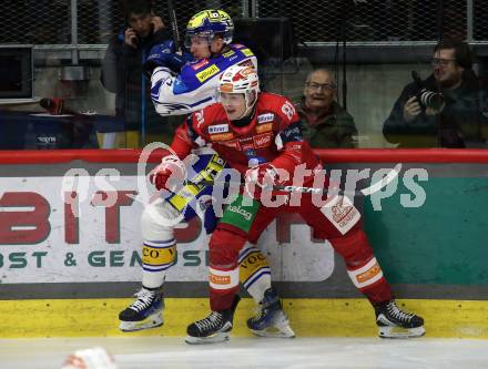 Eishockey ICE Bundesliga.  Winn2day ICE Hockey League. KAC gegen VSV.  Finn Van Ee  (KAC),  Arturs Kulda  (VSV). Klagenfurt, am 27.12.2025.
Foto: Kuess
www.qspictures.net
---
pressefotos, pressefotografie, kuess, qs, qspictures, sport, bild, bilder, bilddatenbank