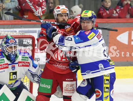 Eishockey ICE Bundesliga.  Winn2day ICE Hockey League. KAC gegen VSV.  Raphael Herburger (KAC),  Arturs Kulda  (VSV). Klagenfurt, am 27.12.2025.
Foto: Kuess
www.qspictures.net
---
pressefotos, pressefotografie, kuess, qs, qspictures, sport, bild, bilder, bilddatenbank