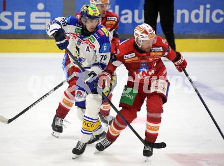 Eishockey ICE Bundesliga.  Winn2day ICE Hockey League. KAC gegen VSV.  Jan Mursak (KAC),  Felix Maxa  (VSV). Klagenfurt, am 27.12.2025.
Foto: Kuess
www.qspictures.net
---
pressefotos, pressefotografie, kuess, qs, qspictures, sport, bild, bilder, bilddatenbank