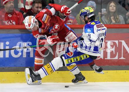 Eishockey ICE Bundesliga.  Winn2day ICE Hockey League. KAC gegen VSV. Thimo Nickl  (KAC),   Maximilian Rebernig (VSV). Klagenfurt, am 27.12.2025.
Foto: Kuess
www.qspictures.net
---
pressefotos, pressefotografie, kuess, qs, qspictures, sport, bild, bilder, bilddatenbank