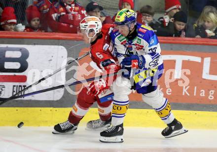 Eishockey ICE Bundesliga.  Winn2day ICE Hockey League. KAC gegen VSV. Tobias Sablattnig  (KAC),  Felix Maxa  (VSV). Klagenfurt, am 27.12.2025.
Foto: Kuess
www.qspictures.net
---
pressefotos, pressefotografie, kuess, qs, qspictures, sport, bild, bilder, bilddatenbank