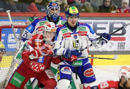 Eishockey ICE Bundesliga.  Winn2day ICE Hockey League. KAC gegen VSV.  Finn Van Ee (KAC),  Arturs Kulda  (VSV). Klagenfurt, am 27.12.2025.
Foto: Kuess
www.qspictures.net
---
pressefotos, pressefotografie, kuess, qs, qspictures, sport, bild, bilder, bilddatenbank