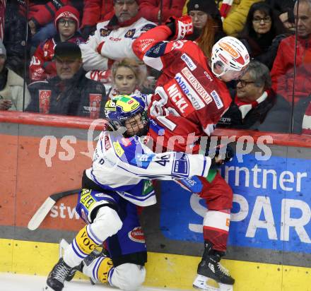 Eishockey ICE Bundesliga.  Winn2day ICE Hockey League. KAC gegen VSV. Thimo Nickl  (KAC),  Paul Sintschnig  (VSV). Klagenfurt, am 27.12.2025.
Foto: Kuess
www.qspictures.net
---
pressefotos, pressefotografie, kuess, qs, qspictures, sport, bild, bilder, bilddatenbank