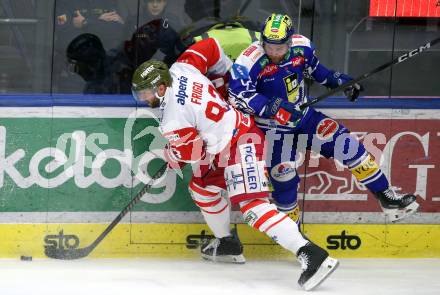 Eishockey ICE Bundesliga.  Winn2day ICE Hockey League. VSV gegen HCB Suedtirol Alperia  Mark Katic (VSV), Luca Frigo   (Bozen). Villach, am 28.12.2025.
Foto: Kuess
www.qspictures.net
---
pressefotos, pressefotografie, kuess, qs, qspictures, sport, bild, bilder, bilddatenbank