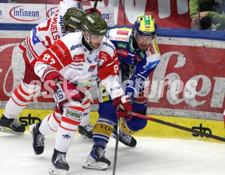 Eishockey ICE Bundesliga.  Winn2day ICE Hockey League. VSV gegen HCB Suedtirol Alperia  Kevin Hancock (VSV), Matt Bradley   (Bozen). Villach, am 28.12.2025.
Foto: Kuess
www.qspictures.net
---
pressefotos, pressefotografie, kuess, qs, qspictures, sport, bild, bilder, bilddatenbank