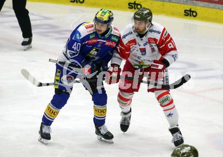 Eishockey ICE Bundesliga.  Winn2day ICE Hockey League. VSV gegen HCB Suedtirol Alperia  Elias Wallenta (VSV),  Dylan Di Perna  (Bozen). Villach, am 28.12.2025.
Foto: Kuess
www.qspictures.net
---
pressefotos, pressefotografie, kuess, qs, qspictures, sport, bild, bilder, bilddatenbank