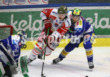 Eishockey ICE Bundesliga.  Winn2day ICE Hockey League. VSV gegen HCB Suedtirol Alperia  Johannes Tschurnig  (VSV),  Brett Pollock  (Bozen). Villach, am 28.12.2025.
Foto: Kuess
www.qspictures.net
---
pressefotos, pressefotografie, kuess, qs, qspictures, sport, bild, bilder, bilddatenbank