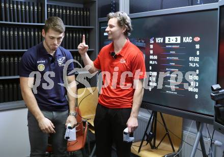 Eishockey ICE Bundesliga.  Winn2day ICE Hockey League. Vorschaufotos Derby  KAC gegen VSV.  Thomas Vallant (VSV),  David Maier (KAC). Klagenfurt, am 28.11.2025.
Foto: Kuess
www.qspictures.net
---
pressefotos, pressefotografie, kuess, qs, qspictures, sport, bild, bilder, bilddatenbank