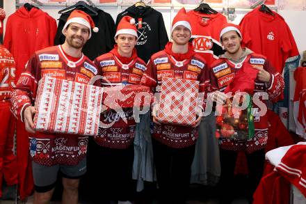 Eishockey ICE Bundesliga. KAC. Jan Mursak, David Waschnig, Thimo Nickl, Simeon Schwinger.  Klagenfurt, am 20.12.2025.
Foto: Kuess
www.qspictures.net
---
pressefotos, pressefotografie, kuess, qs, qspictures, sport, bild, bilder, bilddatenbank