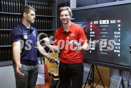 Eishockey ICE Bundesliga.  Winn2day ICE Hockey League. Vorschaufotos Derby  KAC gegen VSV.  Thomas Vallant (VSV),  David Maier (KAC). Klagenfurt, am 28.11.2025.
Foto: Kuess
www.qspictures.net
---
pressefotos, pressefotografie, kuess, qs, qspictures, sport, bild, bilder, bilddatenbank