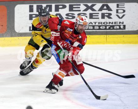Eishockey ICE Bundesliga.  Winn2day ICE Hockey League. KAC gegen HC Falkenstein Pustertal.  Mario Kempe  (KAC),  Matthias Mantinger  (Pustertal). Klagenfurt, am 5.1.2026
Foto: Kuess
www.qspictures.net
---
pressefotos, pressefotografie, kuess, qs, qspictures, sport, bild, bilder, bilddatenbank