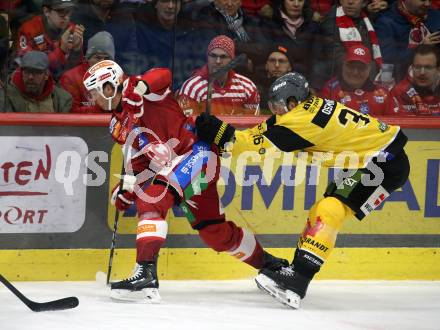 Eishockey ICE Bundesliga.  Winn2day ICE Hockey League. KAC gegen HC Falkenstein Pustertal.  Mathias from  (KAC),  Austin Osmanski  (Pustertal). Klagenfurt, am 5.1.2026
Foto: Kuess
www.qspictures.net
---
pressefotos, pressefotografie, kuess, qs, qspictures, sport, bild, bilder, bilddatenbank