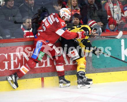 Eishockey ICE Bundesliga.  Winn2day ICE Hockey League. KAC gegen HC Falkenstein Pustertal.  David Maier  (KAC),    Alex Ierullo (Pustertal). Klagenfurt, am 5.1.2026
Foto: Kuess
www.qspictures.net
---
pressefotos, pressefotografie, kuess, qs, qspictures, sport, bild, bilder, bilddatenbank