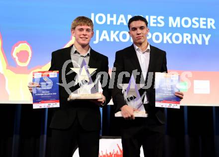 Nacht des Sports 2025 Ehrungen des Kaerntner Sportjahres 2025.  Sportlergala. Fussball. Johannes Moser, Jakob Pokorny . Velden, am 22.12.2025. 
Foto: Kuess
www.qspictures.net
---
pressefotos, pressefotografie, kuess, qs, qspictures, sport, bild, bilder, bilddatenbank