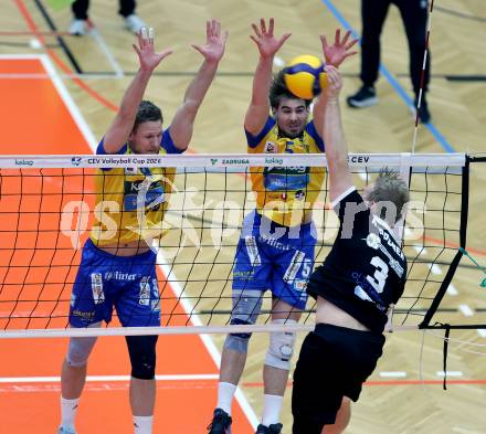 Volleyball CEV Cup.  SK Zadruga Aich/Dob gegen AKAA Volley (FIN).  Nicolai Grabmueller, Jan Jirasek  (Aich/Dob). Bleiburg, am 7.1.2026.
Foto: Kuess
www.qspictures.net
---
pressefotos, pressefotografie, kuess, qs, qspictures, sport, bild, bilder, bilddatenbank