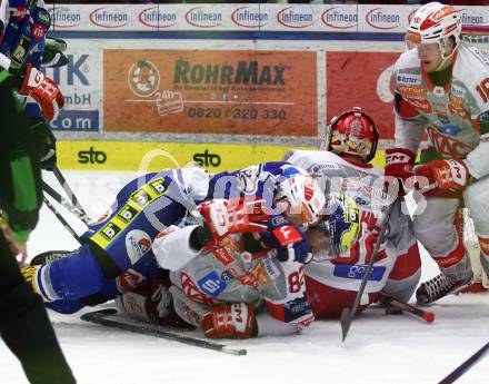 Eishockey ICE Bundesliga.  Winn2day ICE Hockey League. VSV gegen KAC. Nick Hutchison  (VSV),  Thimo Nickl  (KAC). Villach, am 9.1.2026.
Foto: Kuess
www.qspictures.net
---
pressefotos, pressefotografie, kuess, qs, qspictures, sport, bild, bilder, bilddatenbank