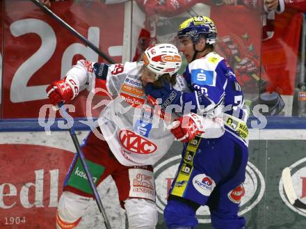 Eishockey ICE Bundesliga.  Winn2day ICE Hockey League. VSV gegen KAC. Felix Maxa  (VSV),  Mario Kempe  (KAC). Villach, am 9.1.2026.
Foto: Kuess
www.qspictures.net
---
pressefotos, pressefotografie, kuess, qs, qspictures, sport, bild, bilder, bilddatenbank