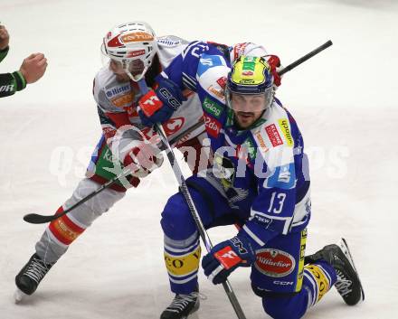 Eishockey ICE Bundesliga.  Winn2day ICE Hockey League. VSV gegen KAC. Adam Helewka  (VSV),  Jan Mursak  (KAC). Villach, am 9.1.2026.
Foto: Kuess
www.qspictures.net
---
pressefotos, pressefotografie, kuess, qs, qspictures, sport, bild, bilder, bilddatenbank