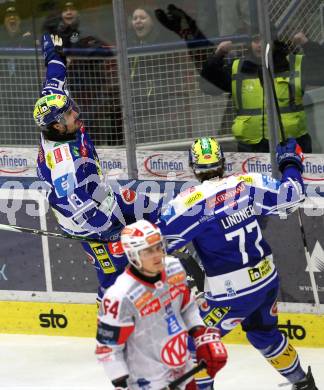 Eishockey ICE Bundesliga.  Winn2day ICE Hockey League. VSV gegen KAC.  Torjubel Adam Helewka (VSV). Villach, am 9.1.2026.
Foto: Kuess
www.qspictures.net
---
pressefotos, pressefotografie, kuess, qs, qspictures, sport, bild, bilder, bilddatenbank