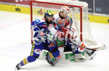 Eishockey ICE Bundesliga.  Winn2day ICE Hockey League. VSV gegen KAC. Kevin Hancock  (VSV),   Simeon Schwinger  (KAC). Villach, am 9.1.2026.
Foto: Kuess
www.qspictures.net
---
pressefotos, pressefotografie, kuess, qs, qspictures, sport, bild, bilder, bilddatenbank