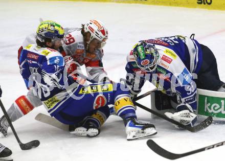 Eishockey ICE Bundesliga.  Winn2day ICE Hockey League. VSV gegen KAC.  Joe Cannata, Kevin Hancock (VSV),  Mario Kempe  (KAC). Villach, am 9.1.2026.
Foto: Kuess
www.qspictures.net
---
pressefotos, pressefotografie, kuess, qs, qspictures, sport, bild, bilder, bilddatenbank