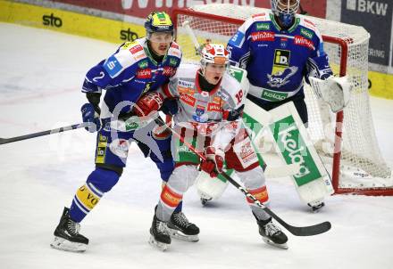 Eishockey ICE Bundesliga.  Winn2day ICE Hockey League. VSV gegen KAC. Dylan Macpherson  (VSV),  David Waschnig  (KAC). Villach, am 9.1.2026.
Foto: Kuess
www.qspictures.net
---
pressefotos, pressefotografie, kuess, qs, qspictures, sport, bild, bilder, bilddatenbank