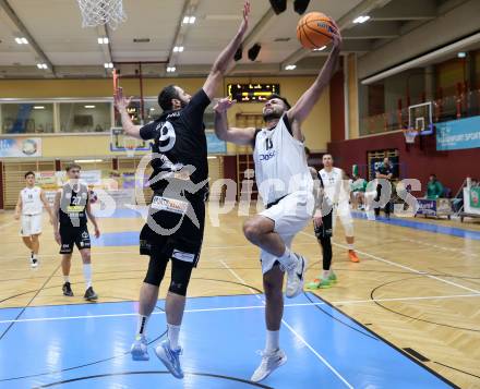Basketball 2. Liga 2025/2026. Grunddurchgang 13. Runde.  KOS Celovec gegen BK Mattersburg Rocks.  Marin Sliskovic (KOS), Tobias Winkler  (Mattersburg). Klagenfurt, am 10.1.2026
Foto: Kuess
---
pressefotos, pressefotografie, kuess, qs, qspictures, sport, bild, bilder, bilddatenbank
